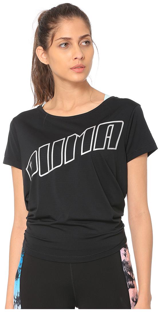 

Puma Women Black Regular fit Round neck Polyester T shirt