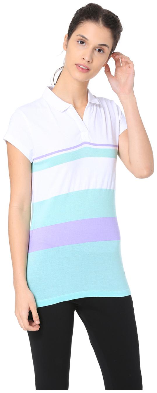 

Puma Women White Regular fit V neck Cotton T shirt