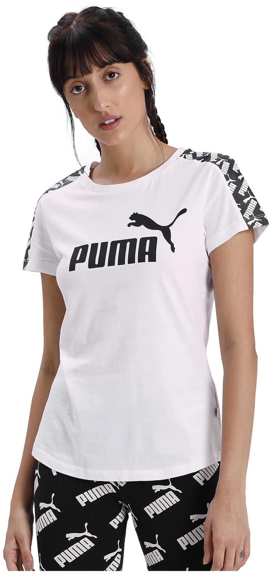 

Puma Women White Regular fit Round neck Cotton T shirt
