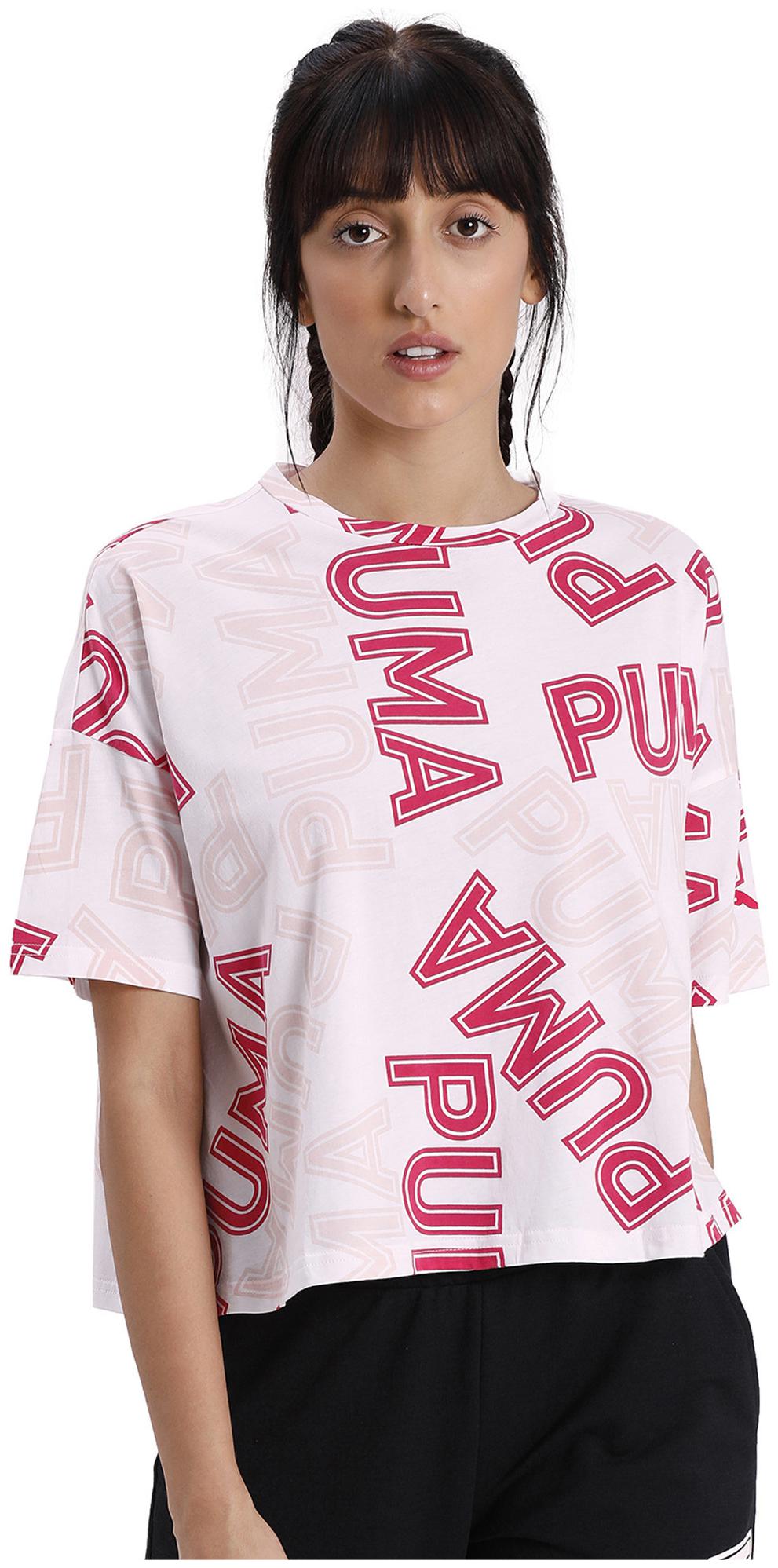 

Puma Women White Regular fit Round neck Cotton T shirt