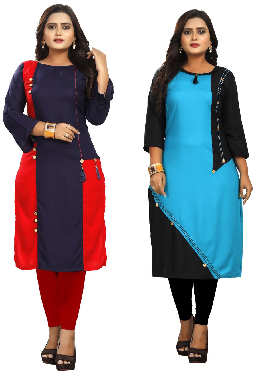 

Parangi Women Multi Colorblocked Straight Kurta