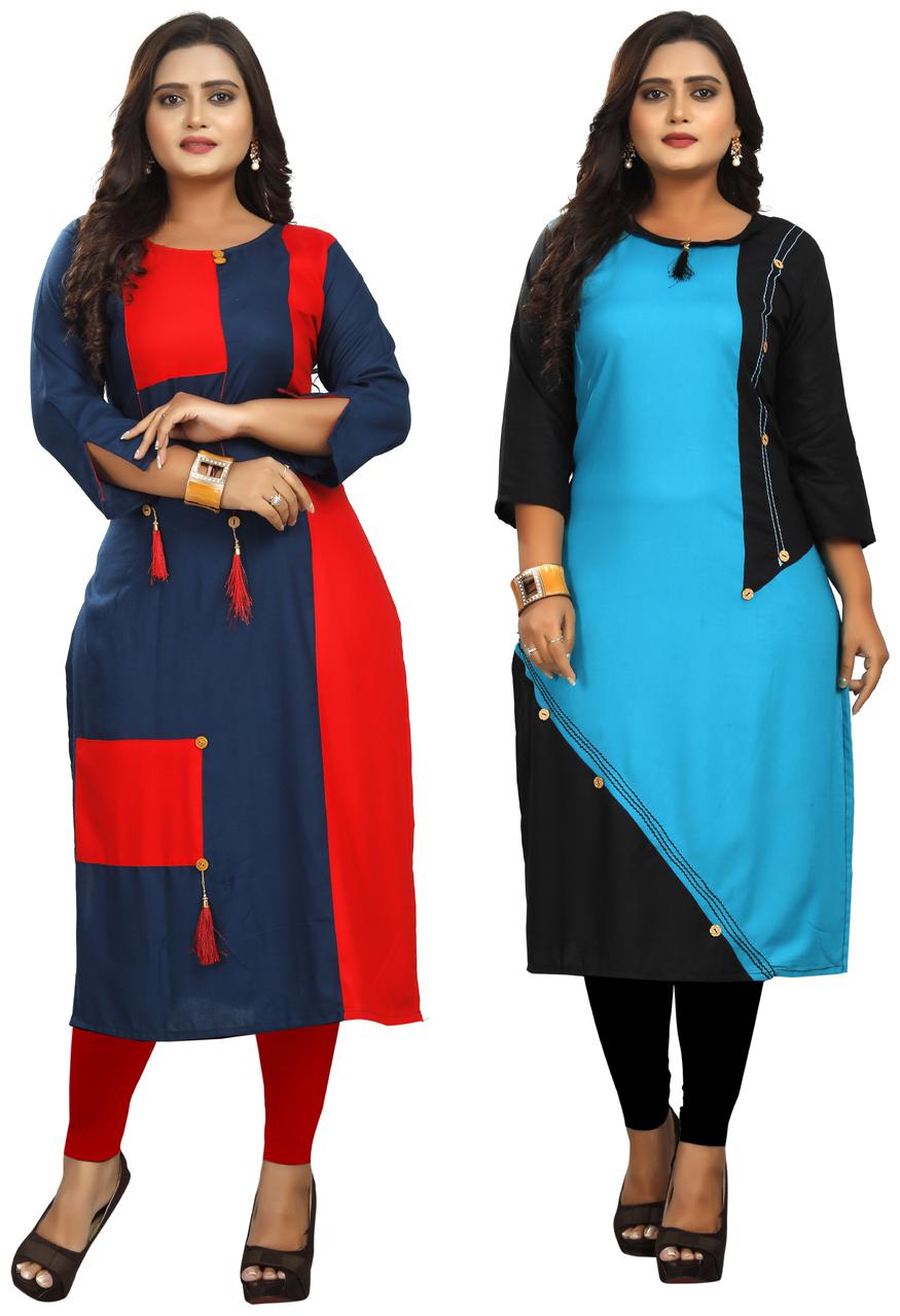 

Parangi Women Multi Colorblocked Straight Kurta