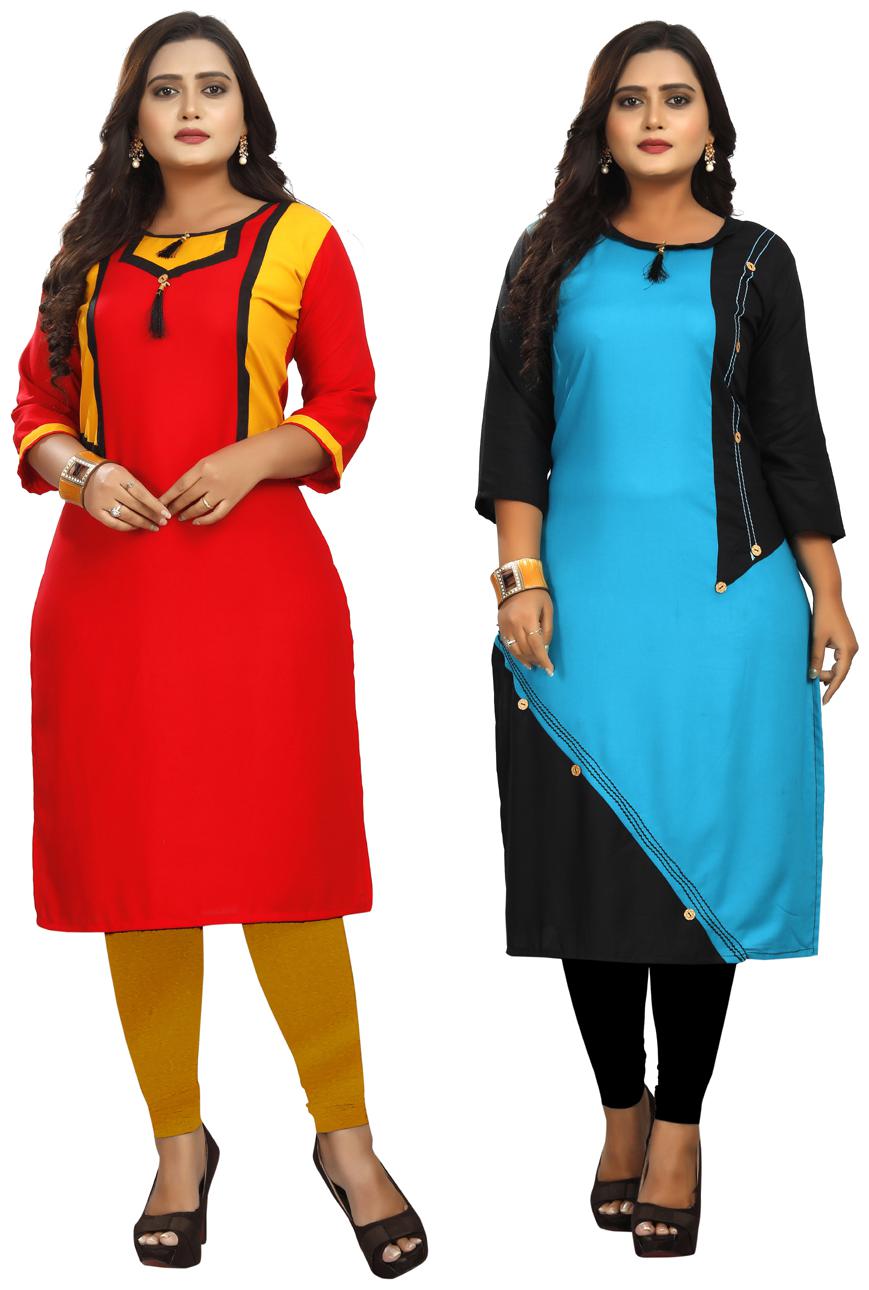 

Parangi Women Multi Colorblocked Straight Kurta