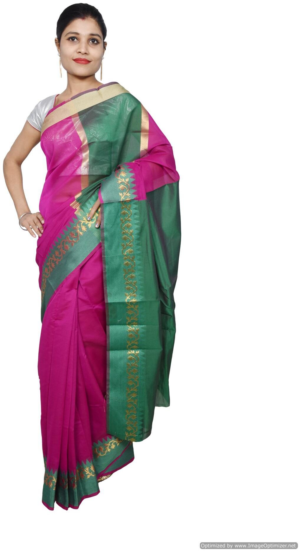 

Purple Banarsi Cotton Silk Saree with Running Blouse Fabric BS33