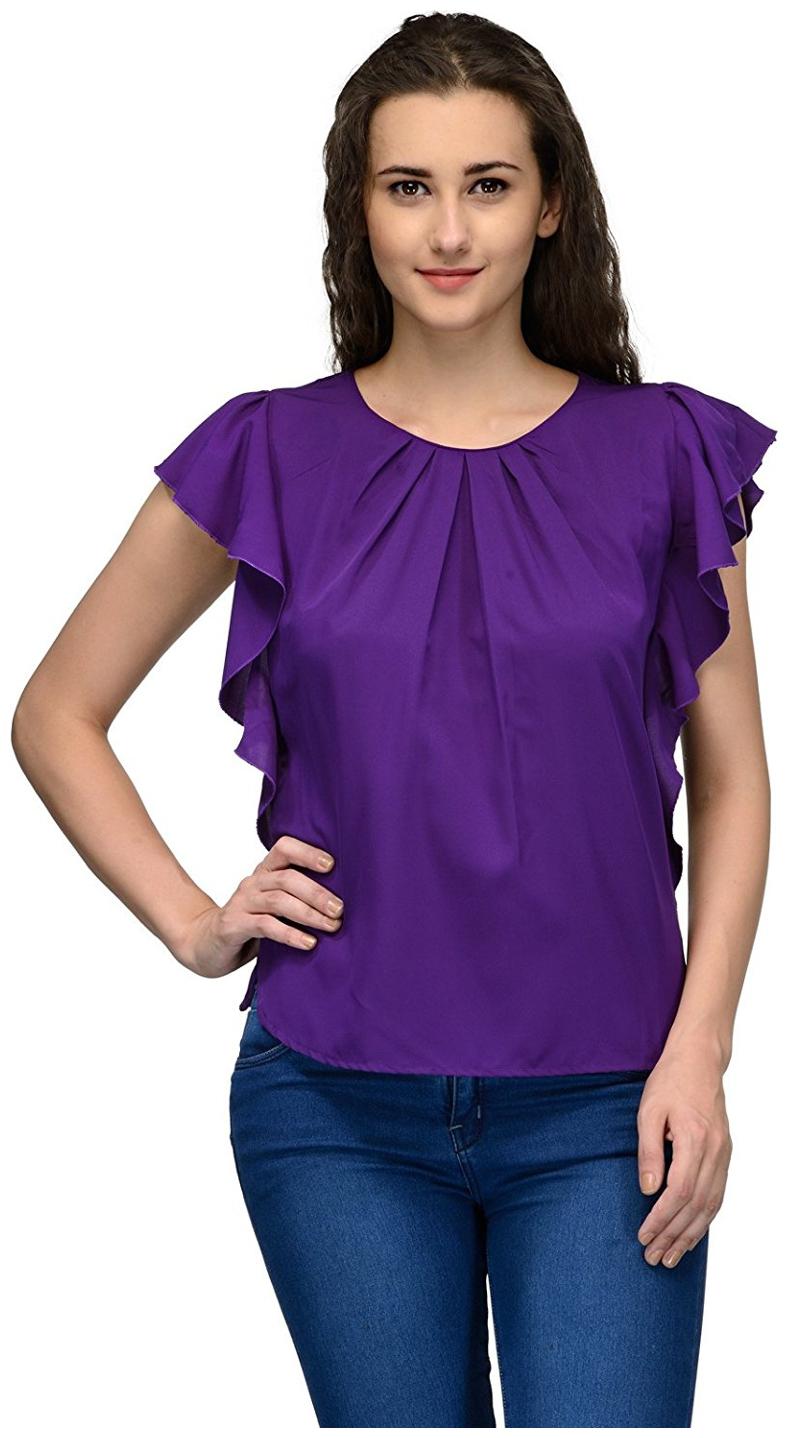 

Chrome Coral Women Solid Regular top - Purple