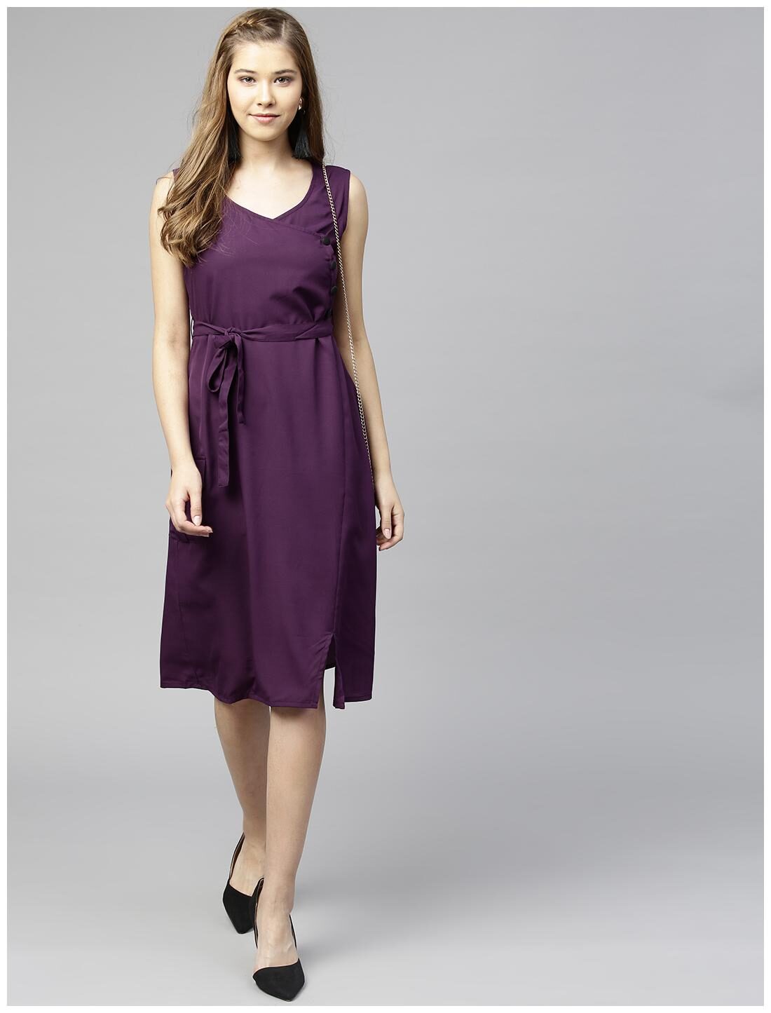 

AASI- HOUSE OF NAYO Purple Solid A-line dress