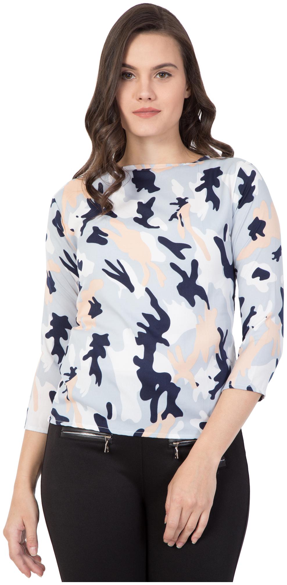 

Purplehuez Women Printed Regular top - Blue