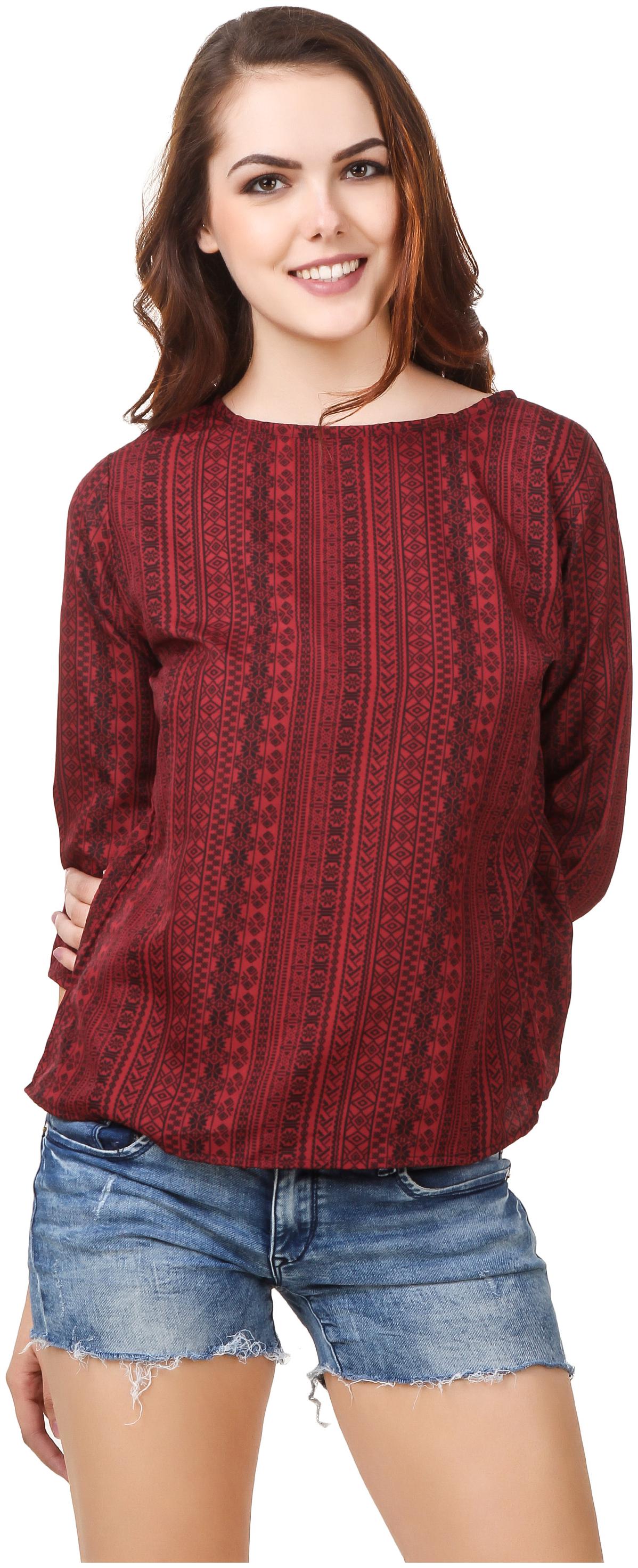 

Purplehuez Women Printed Regular top - Red