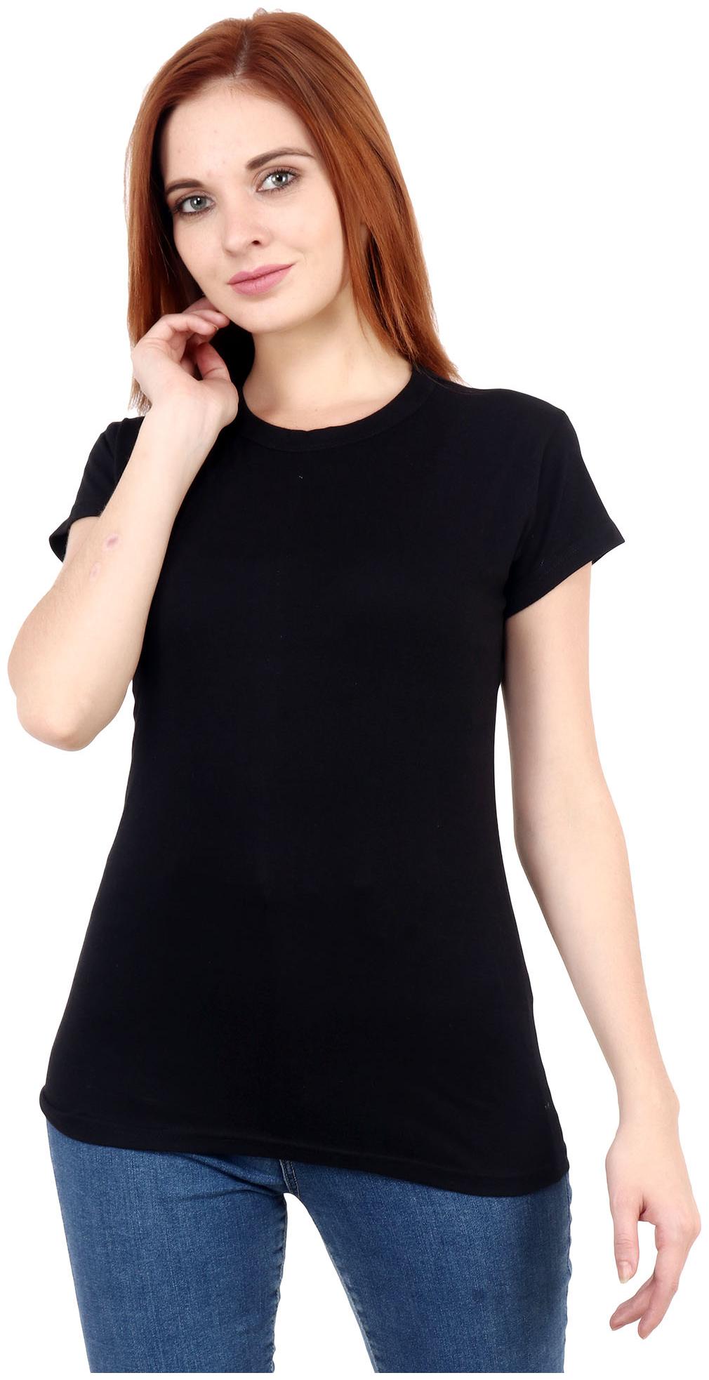 

Purplehuez Women Black Regular fit Round neck Cotton T shirt