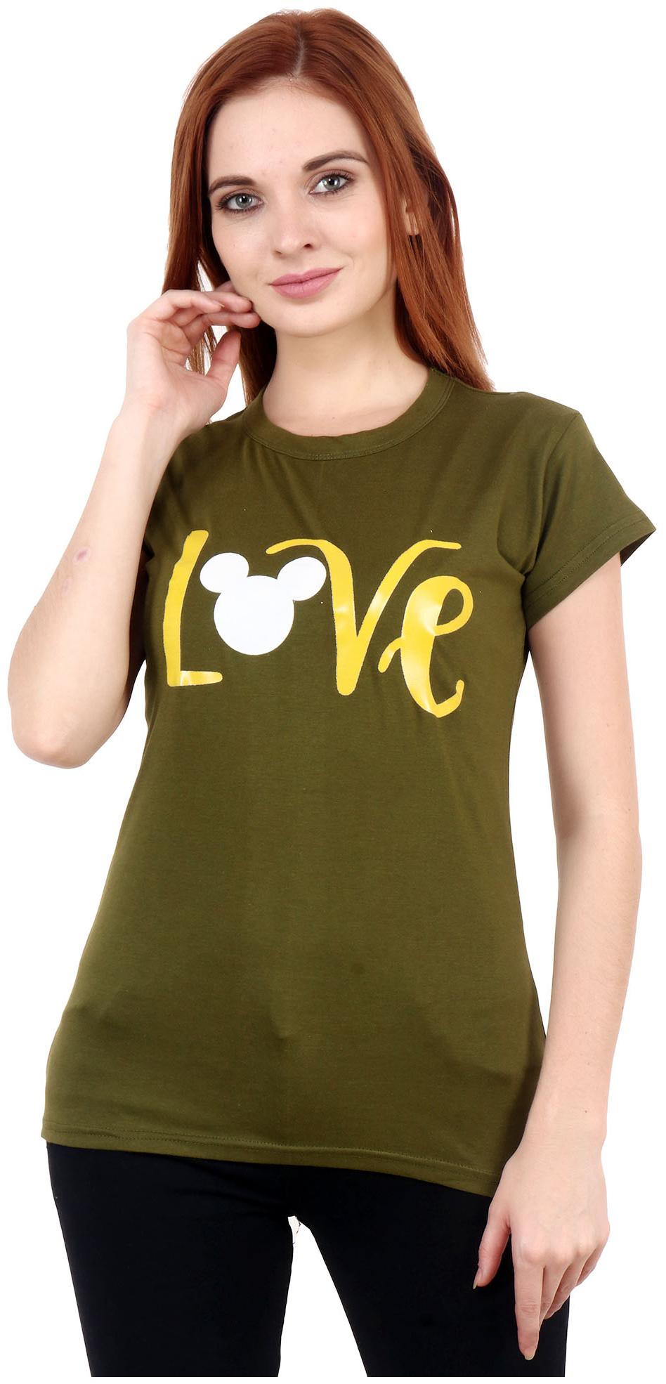 

Purplehuez Women Olive Regular Fit Round Neck Cotton T Shirt