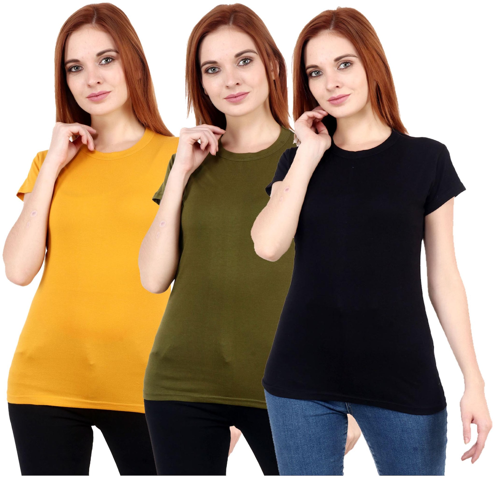 

Purplehuez Women Multi Regular fit Round neck Cotton T shirt