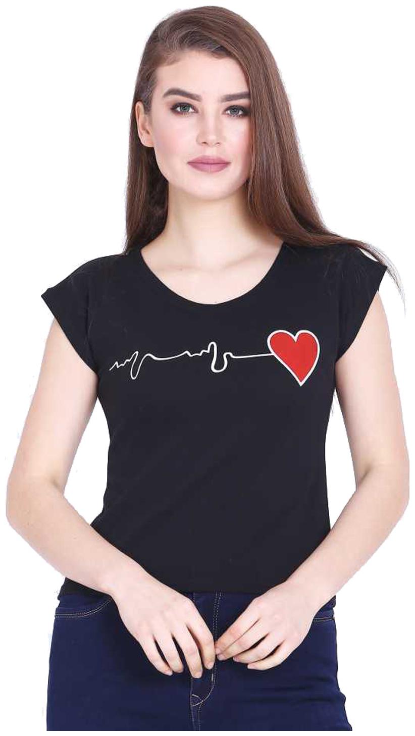 

Purplehuez Women Black Regular fit Round neck Cotton T shirt