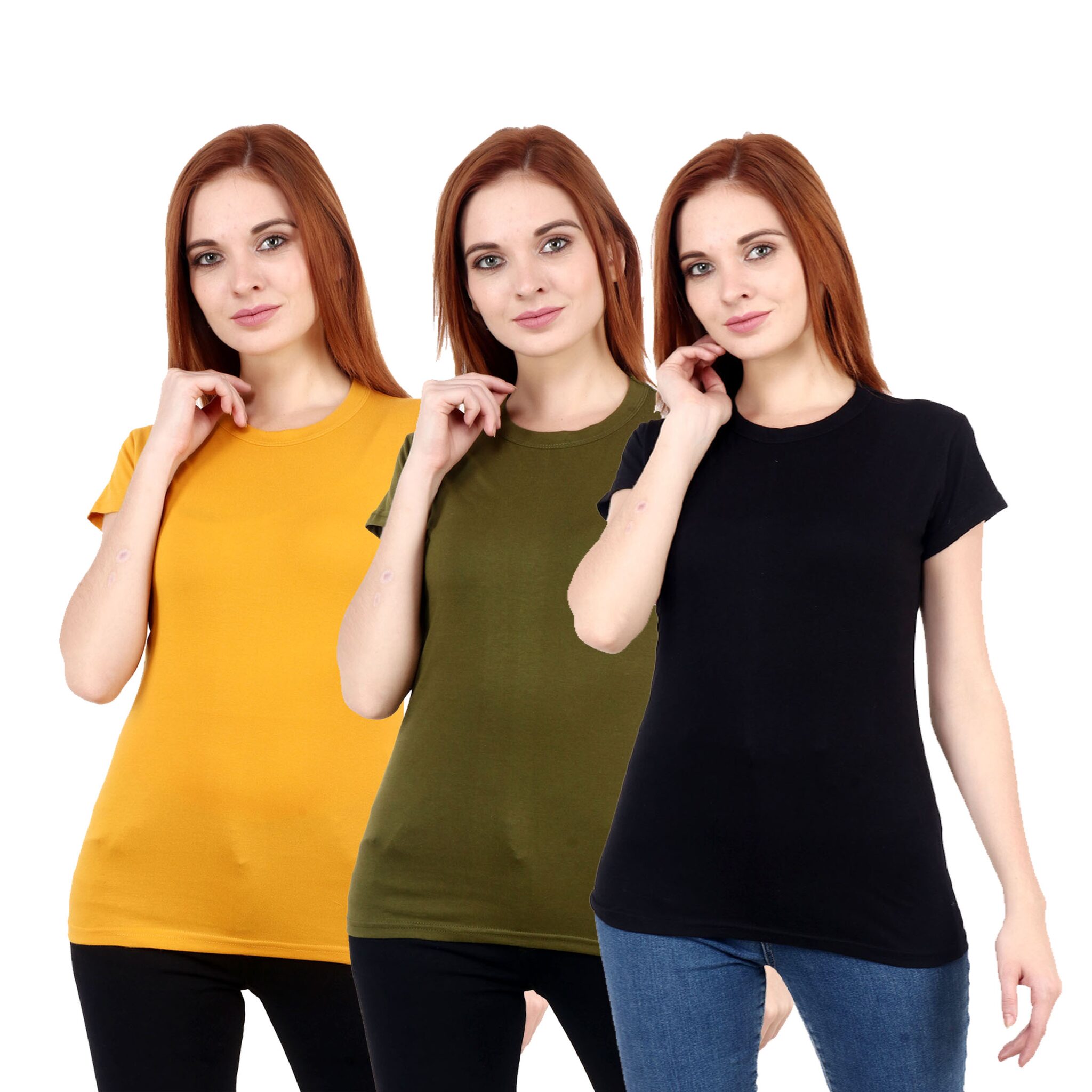 

Purplehuez Women Multi Regular fit Round neck Cotton T shirt