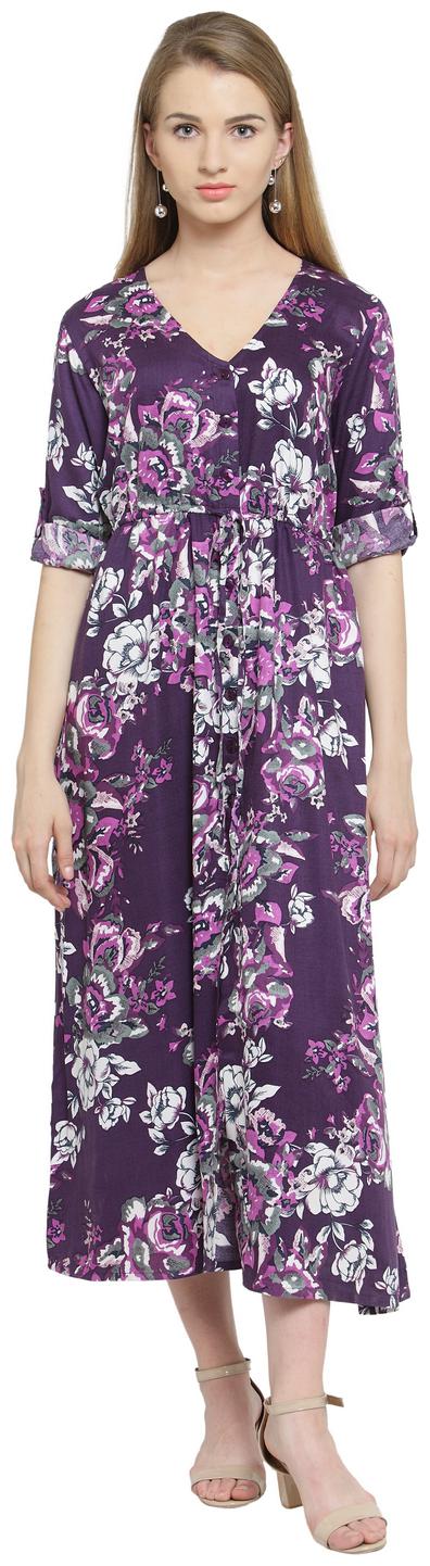 

Purplicious Purple Floral A-line dress