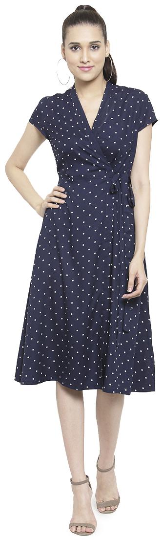 

Purplicious Blue Polka dots Wrap dress