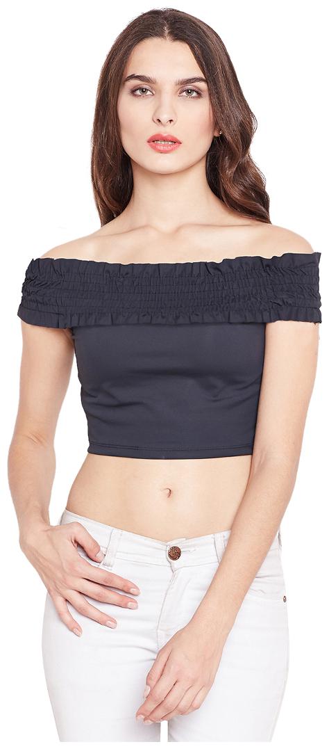 

Purplicious Women Solid A-line top - Black