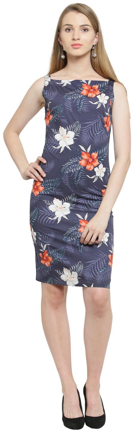 

Purplicious Grey Printed Sheath dress