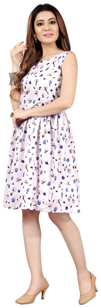 

purvaja White Printed Fit flare dress