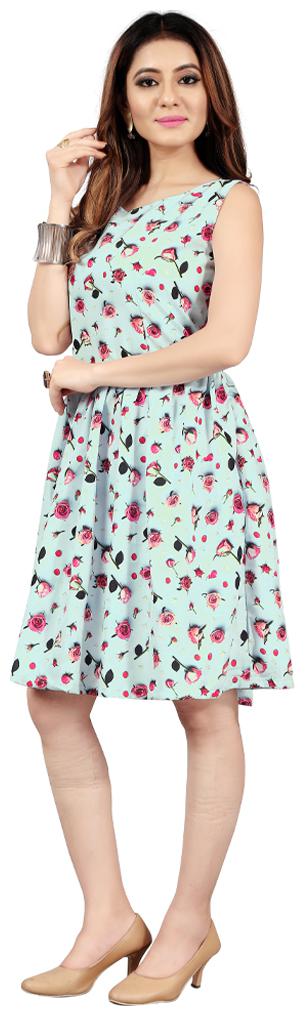 

purvaja Green Printed Fit flare dress