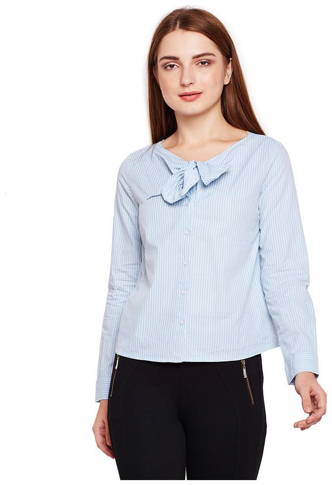 

OXOLLOXO Women Blue Printed Regular Fit Shirt