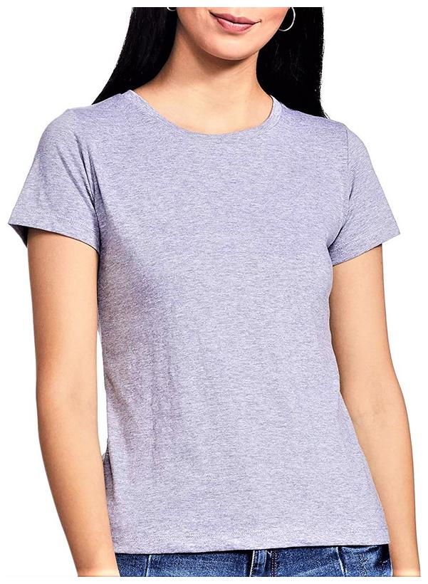 

Qamash Women Grey Regular fit Round neck Cotton T shirt