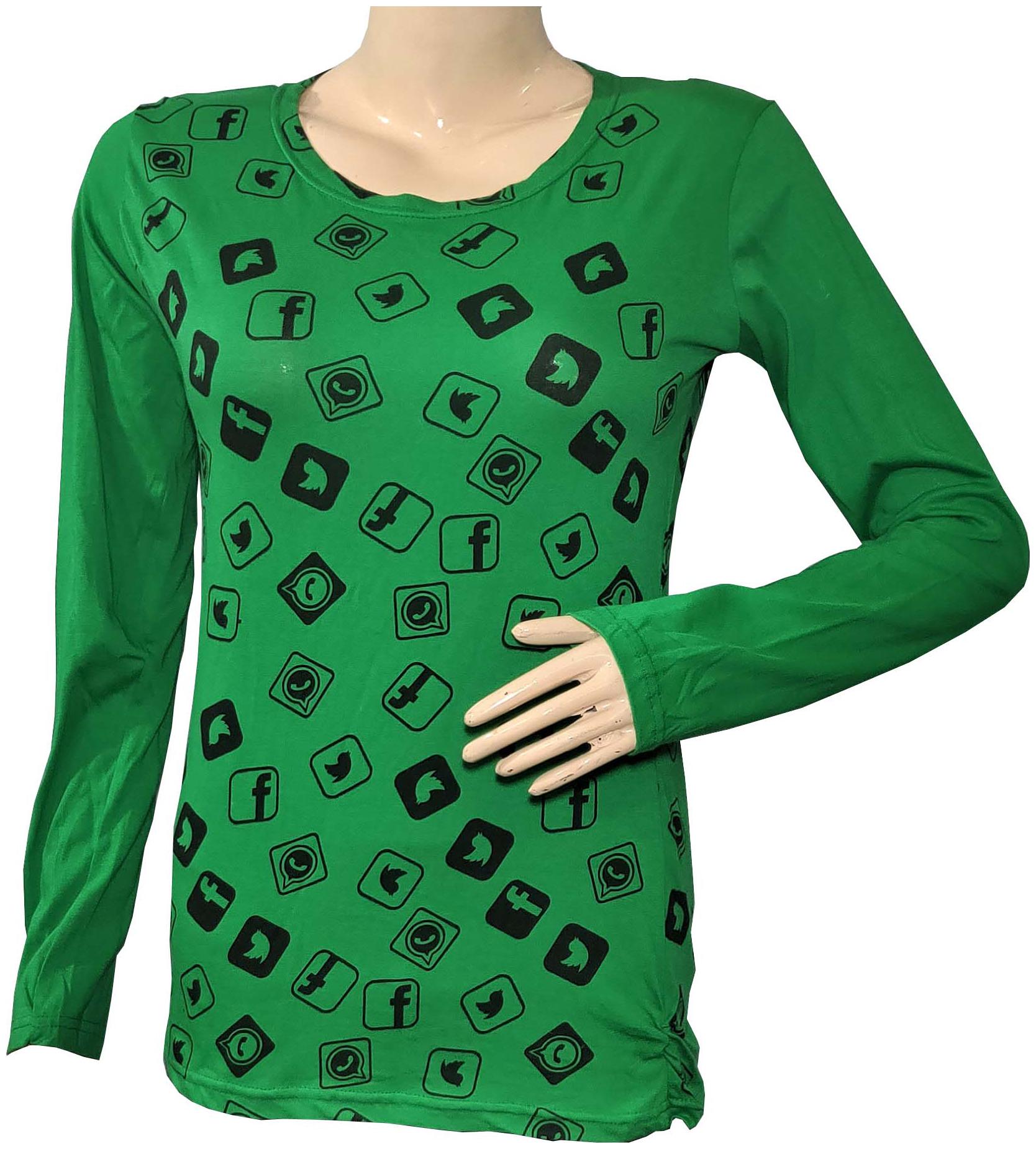 

Qamash Women Green Regular fit Round neck Cotton T shirt