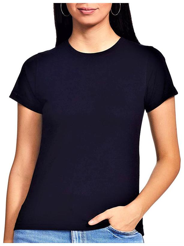 

Qamash Women Black Regular fit Round neck Cotton T shirt