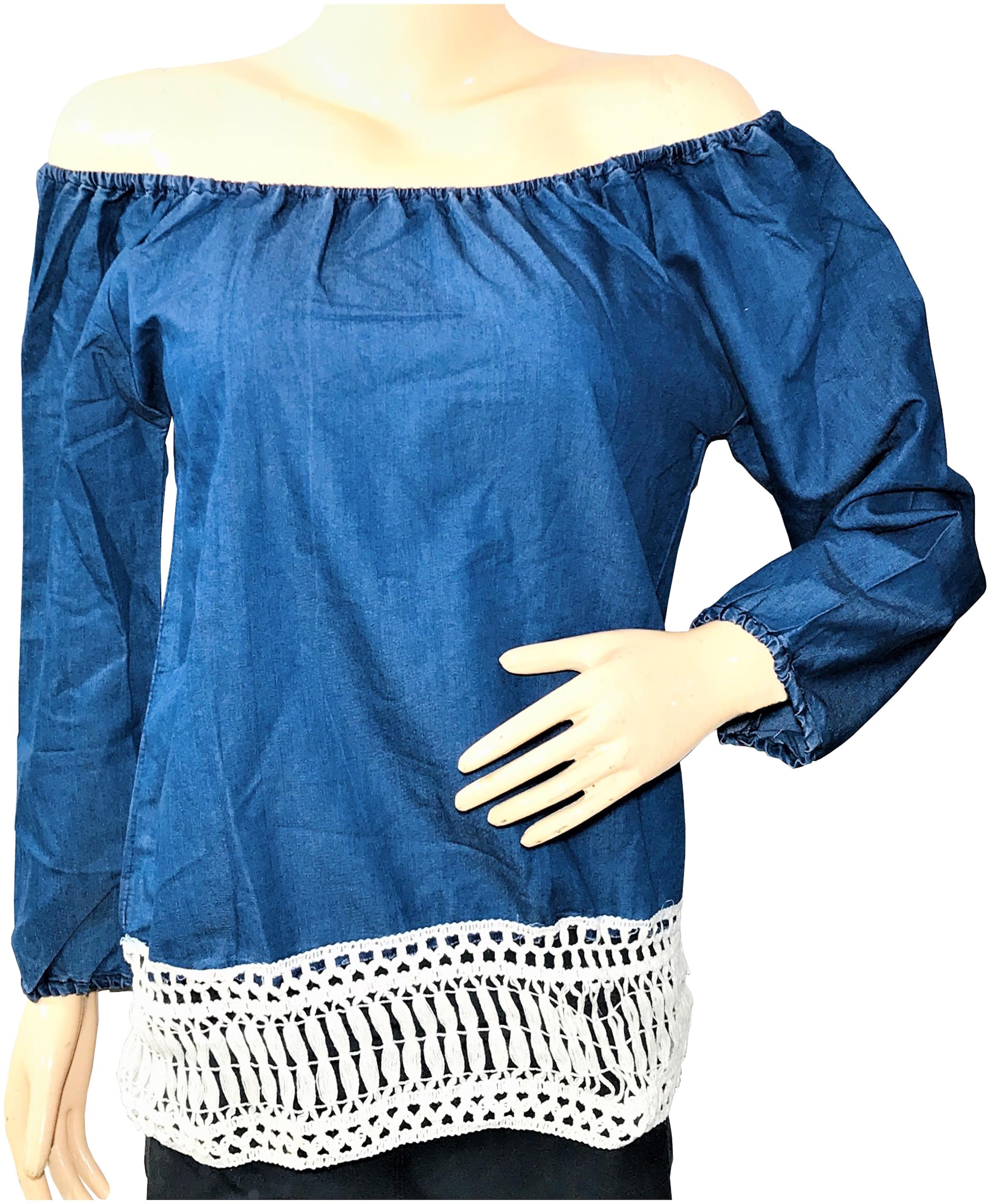

Qamash Women Solid Cape top - Blue