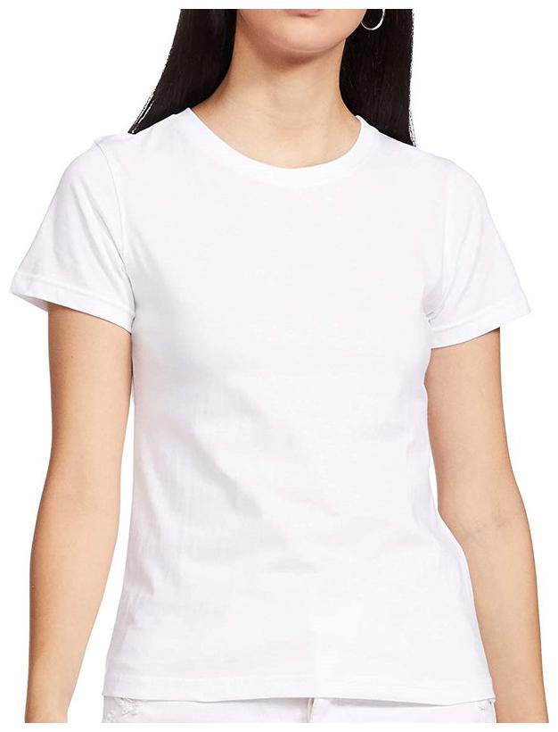 

Qamash Women White Regular fit Round neck Cotton T shirt