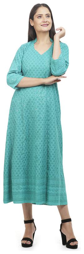 

Queenley Women Green Cotton Chikankari Kurti