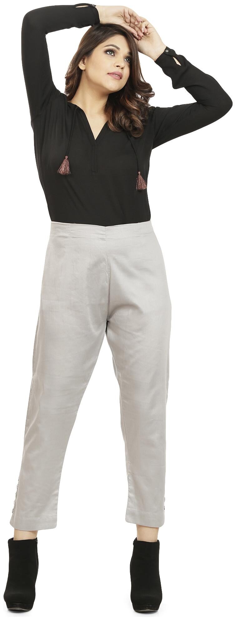 

Queenley Women Grey Regular fit Regular pants