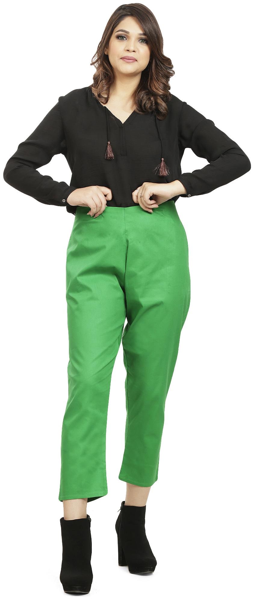 

Queenley Women Green Regular fit Regular pants