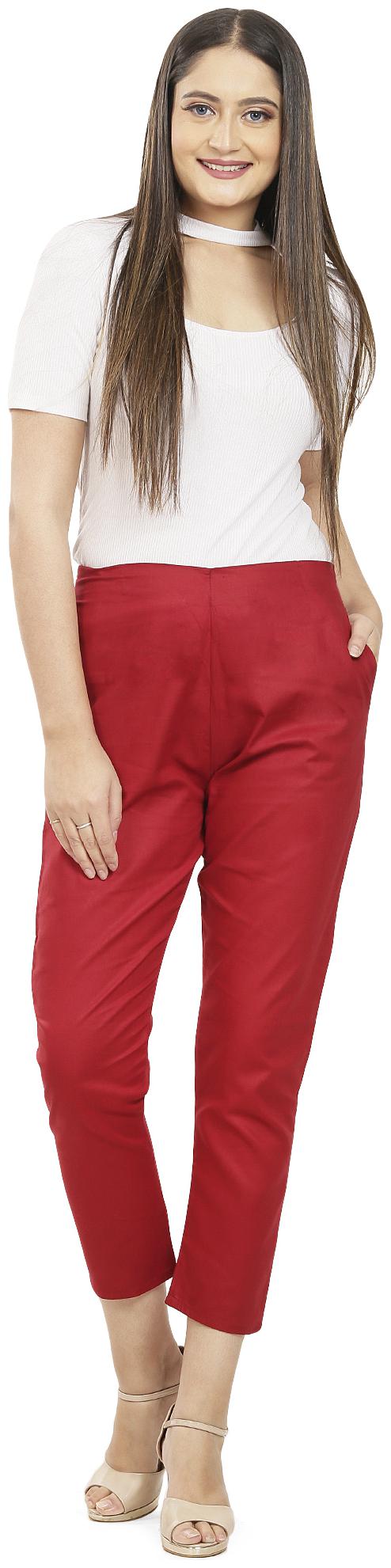 

Queenley Women Maroon Regular fit Regular pants