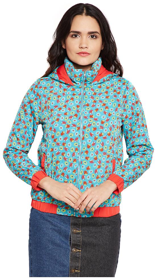 

OXOLLOXO Women Printed Bomber Jacket - Green
