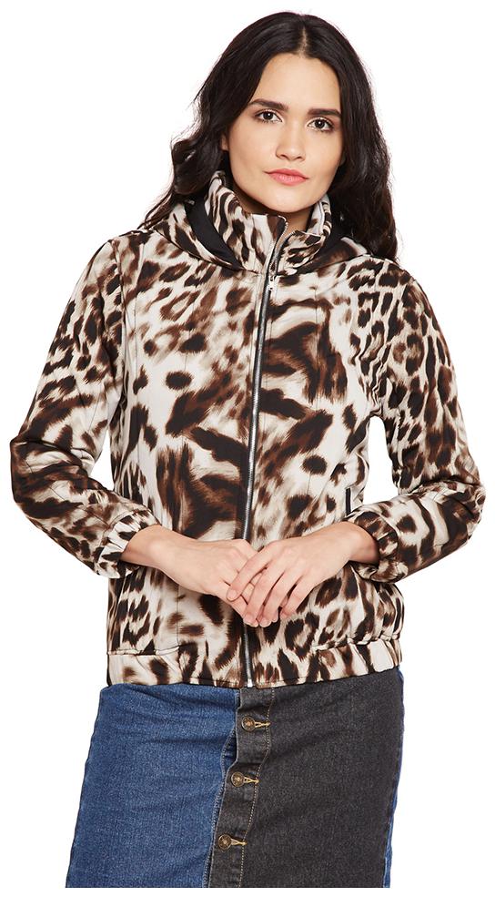 

OXOLLOXO Women Printed Bomber Jacket - Beige