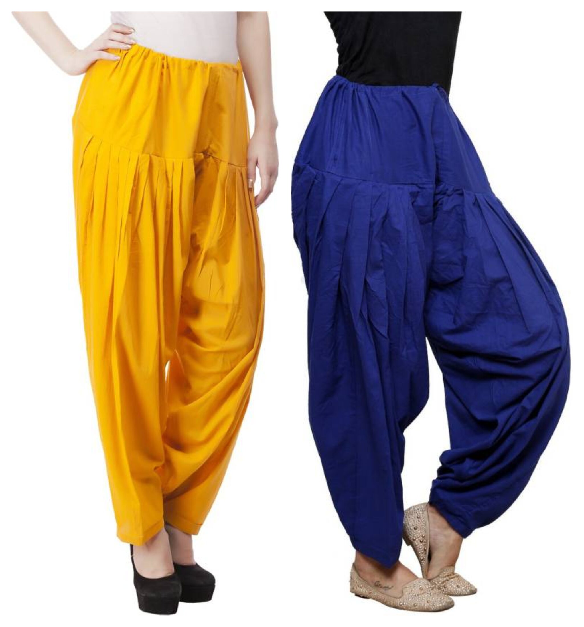 

QUINIZE Cotton Patiala - Blue Mustard