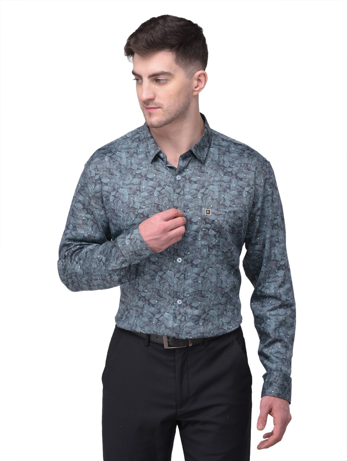

R APPARELS Men Grey Printed Regular Fit Casual Shirt