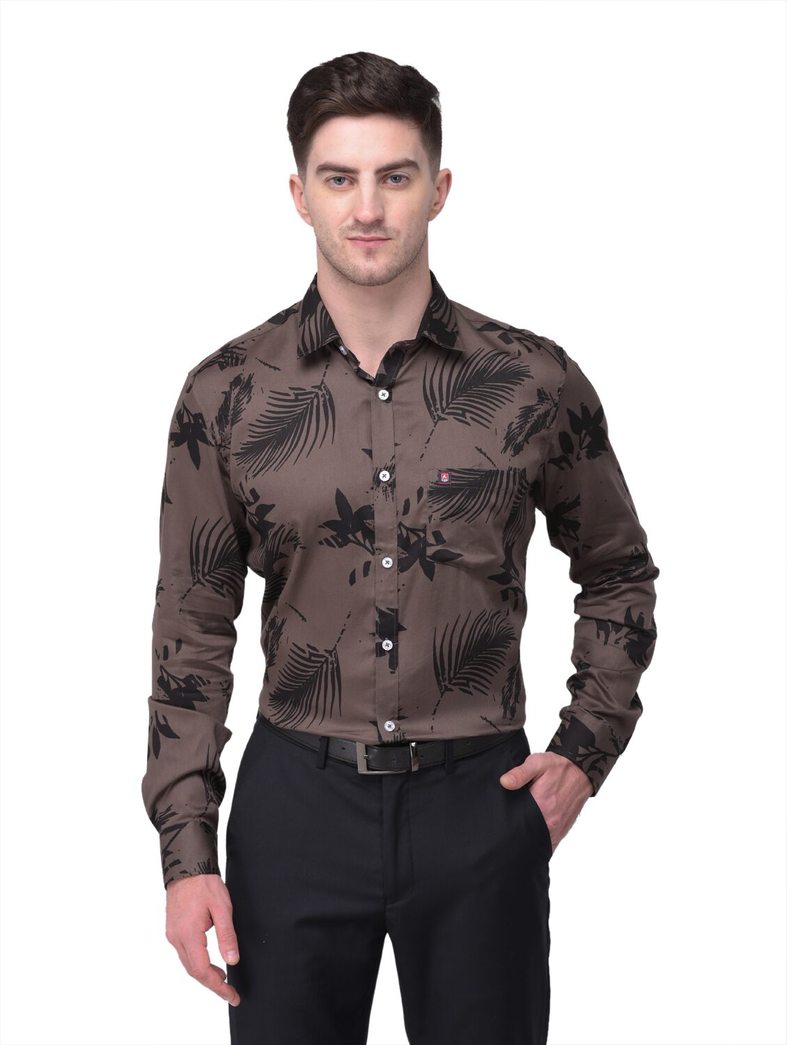 

R APPARELS Men Brown Floral Regular Fit Casual Shirt