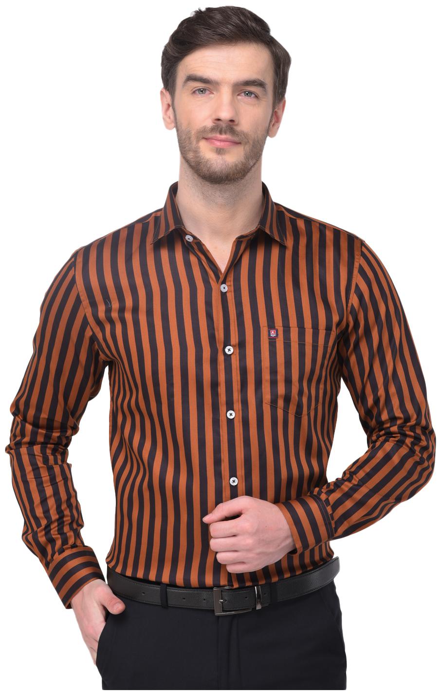 

R APPARELS Men Regular fit Formal Shirt - Orange Black