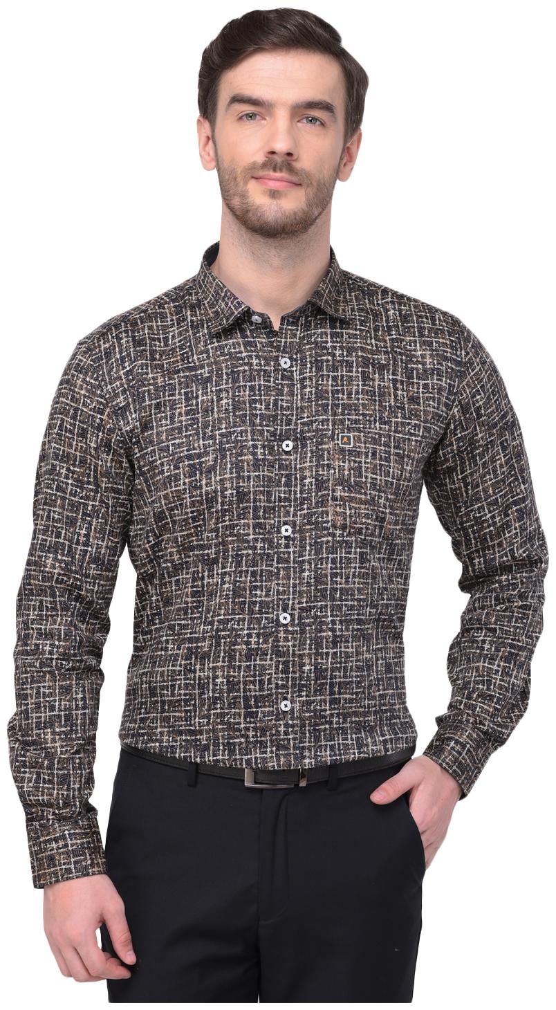 

R APPARELS Men Brown Printed Regular Fit Casual Shirt