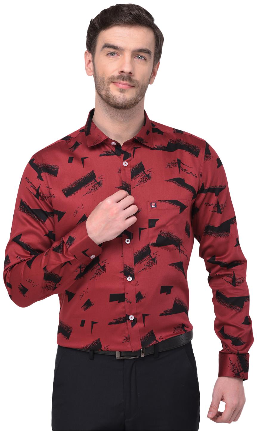 

R APPARELS Men Red Printed Regular Fit Casual Shirt