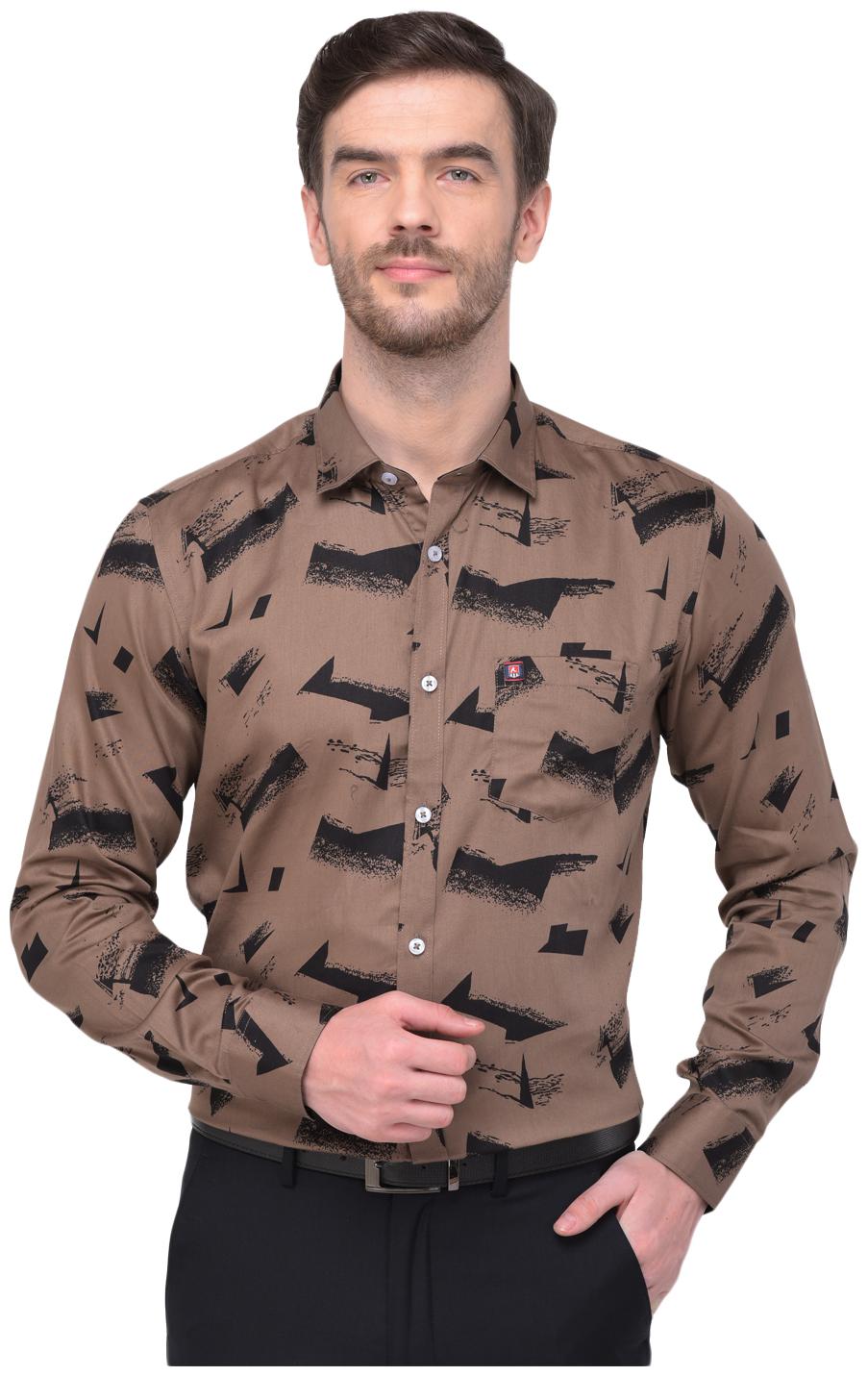

R APPARELS Men Brown Printed Regular Fit Casual Shirt