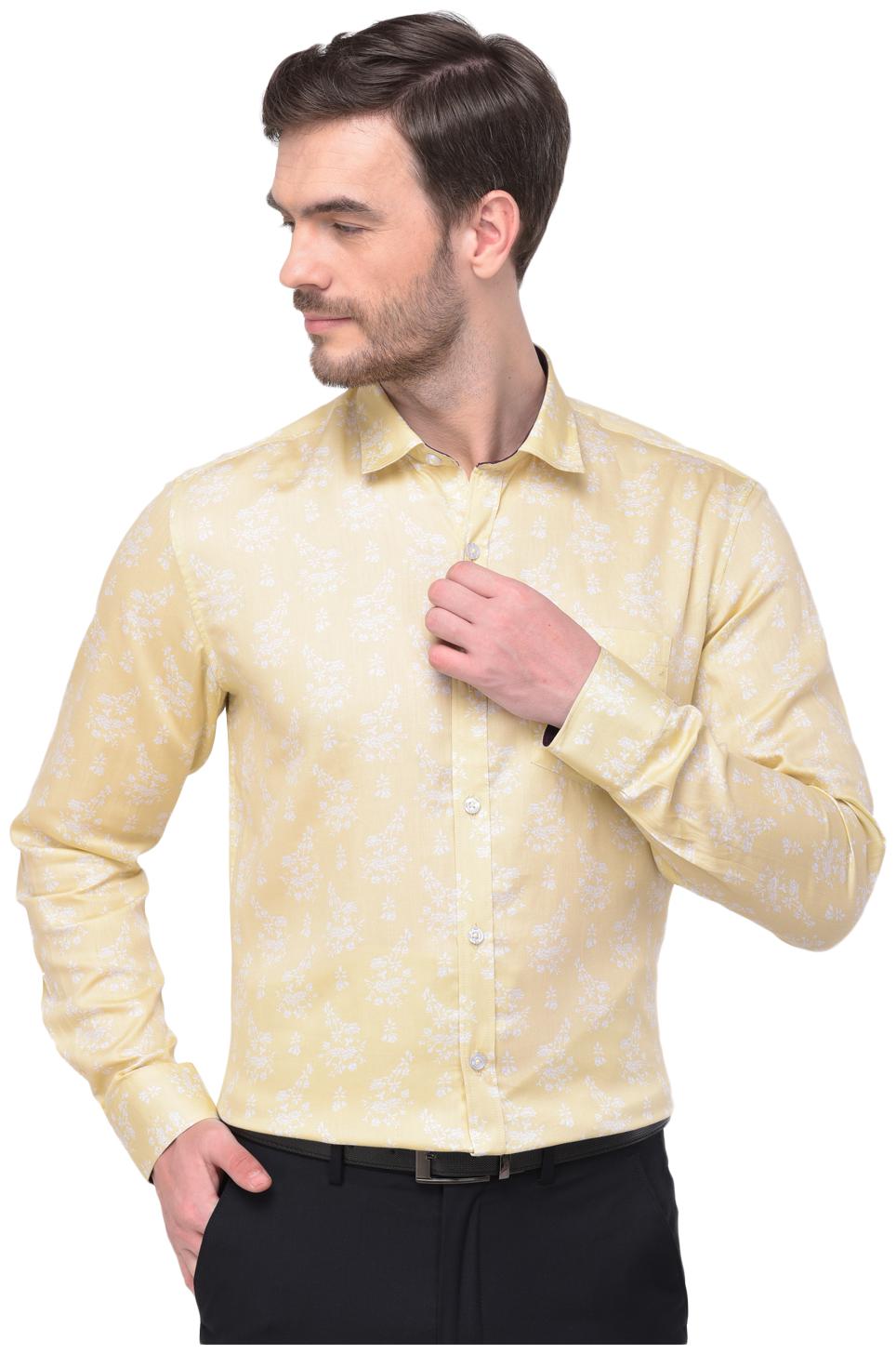 

R APPARELS Men Yellow Floral Regular Fit Casual Shirt