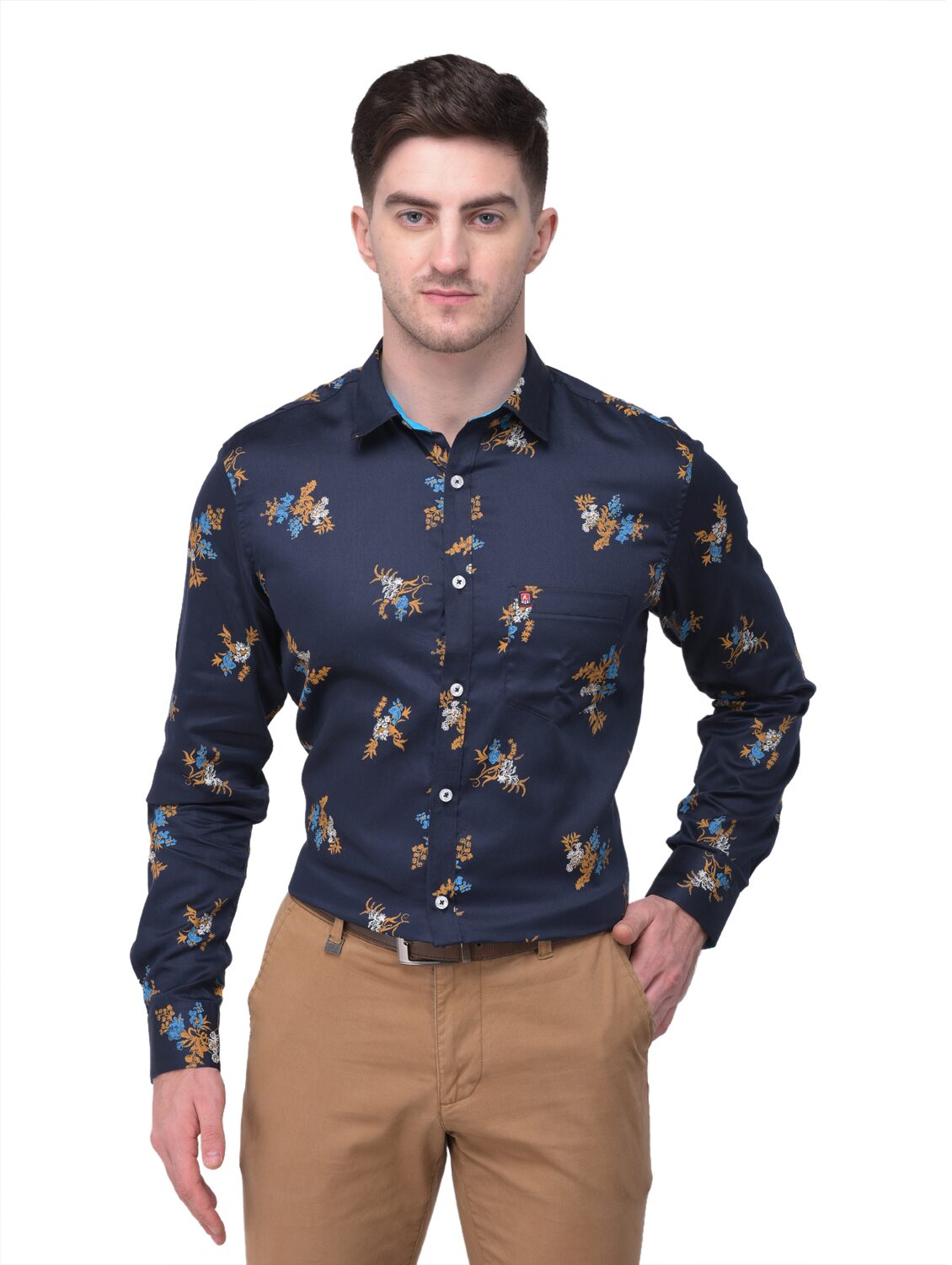 

R APPARELS Men Blue Floral Regular Fit Casual Shirt