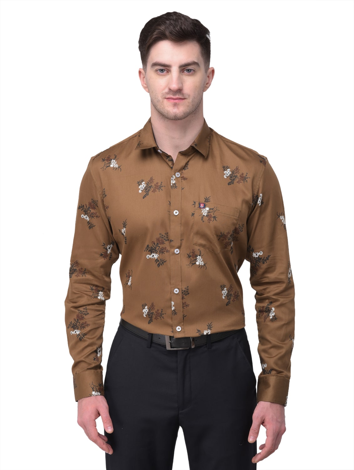 

R APPARELS Men Brown Floral Regular Fit Casual Shirt