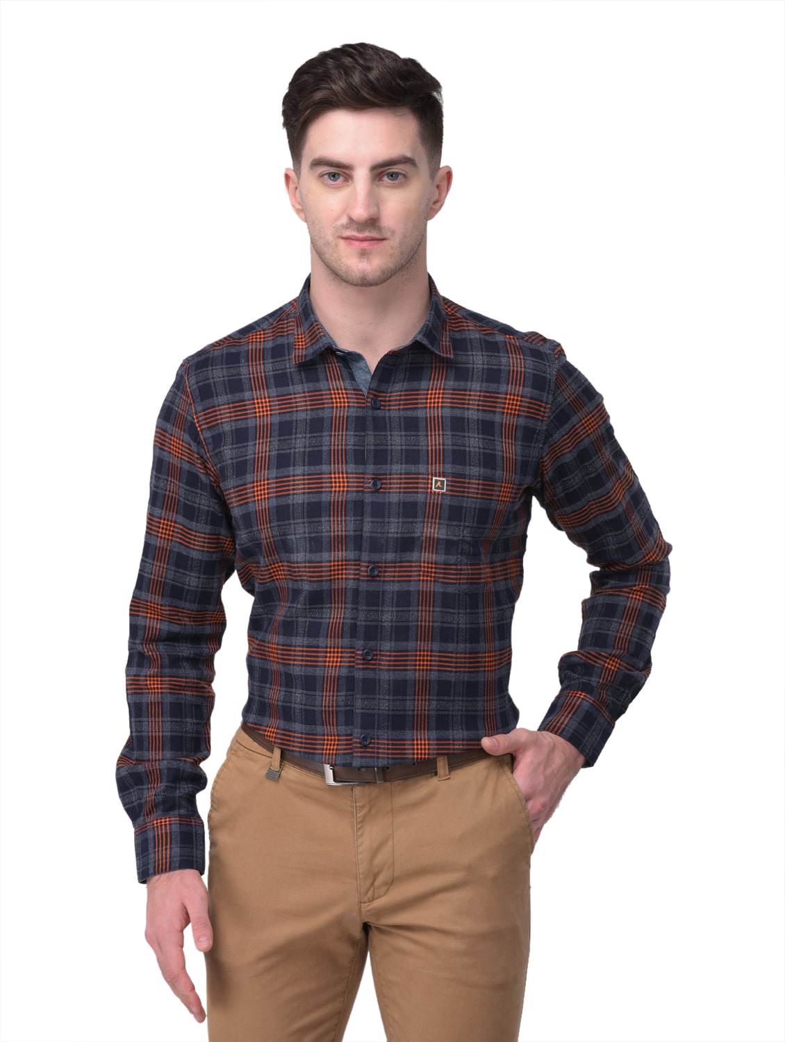 

R APPARELS Men Regular fit Formal Shirt - Orange Blue