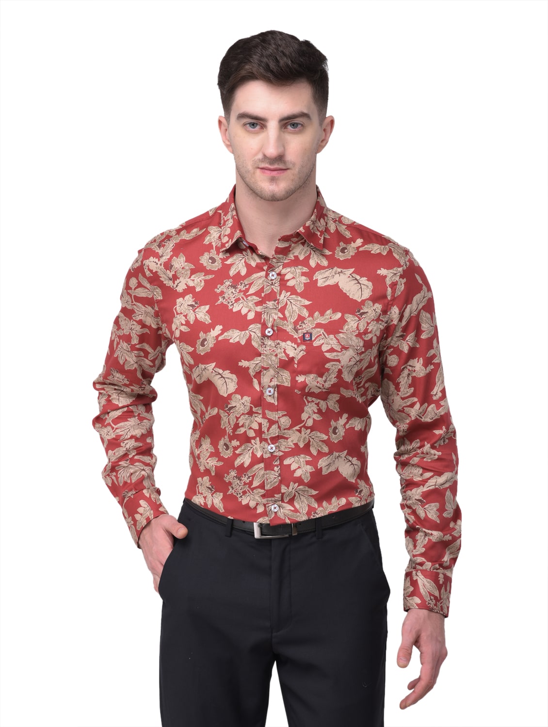 

R APPARELS Men Red Floral Regular Fit Casual Shirt