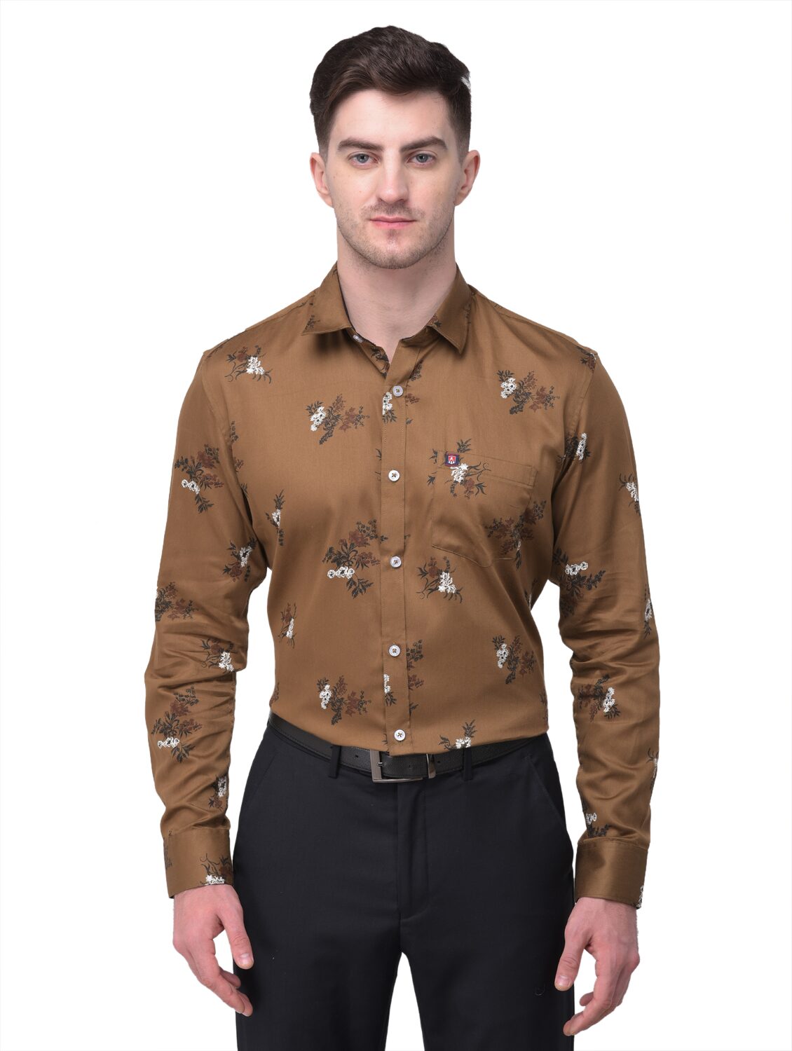 

R APPARELS Men Brown Floral Regular Fit Casual Shirt