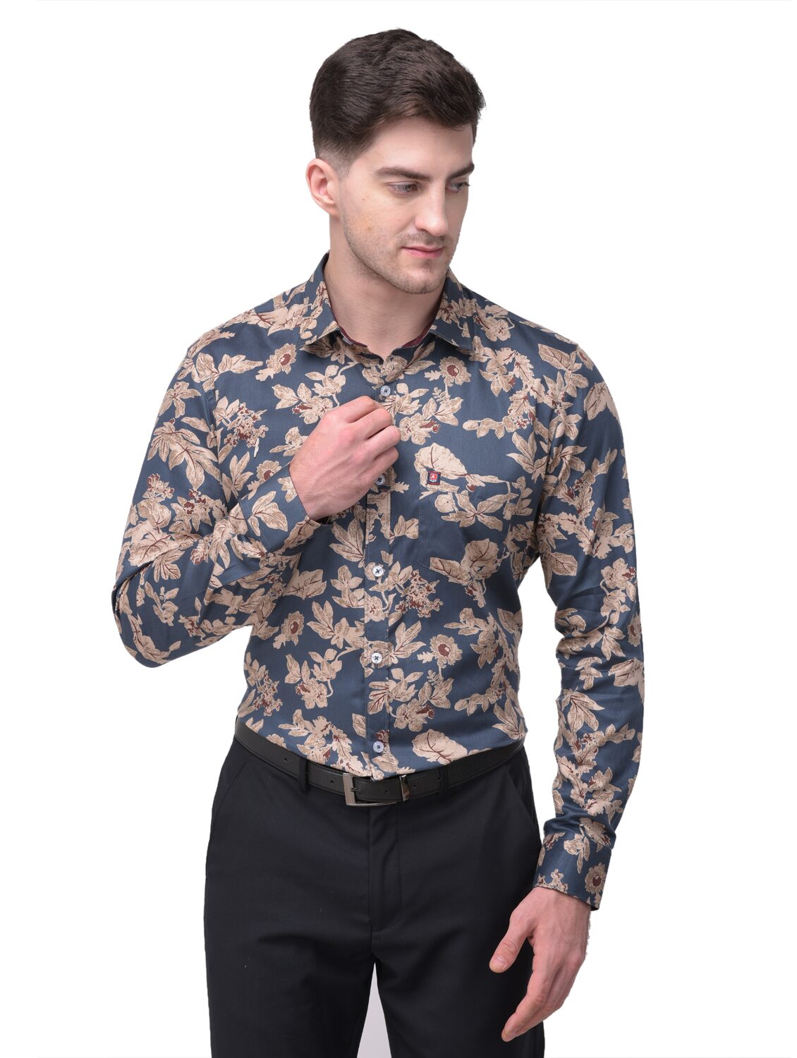 

R APPARELS Men Blue Floral Regular Fit Casual Shirt