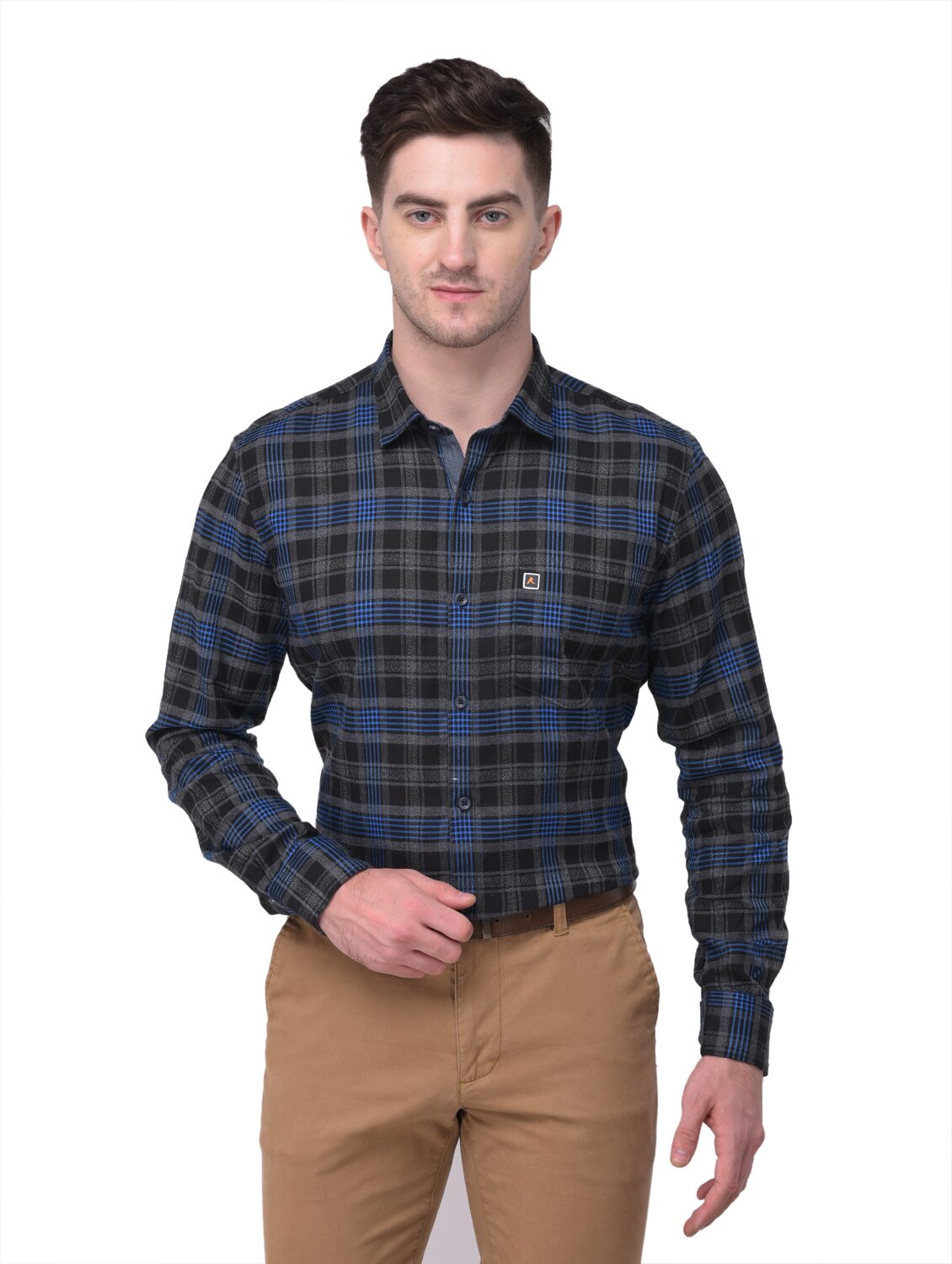

R APPARELS Men Regular fit Formal Shirt - Black Blue